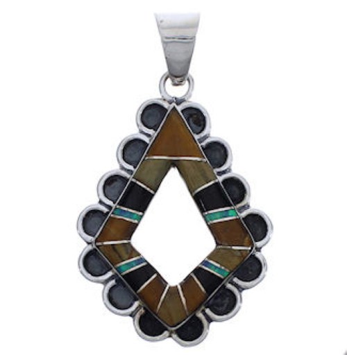 Southwest Jewelry Multicolor And Sterling Silver Pendant EX30588