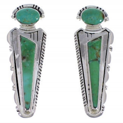 Sterling Silver And Turquoise Inlay Southwest Post Earrings EX28752