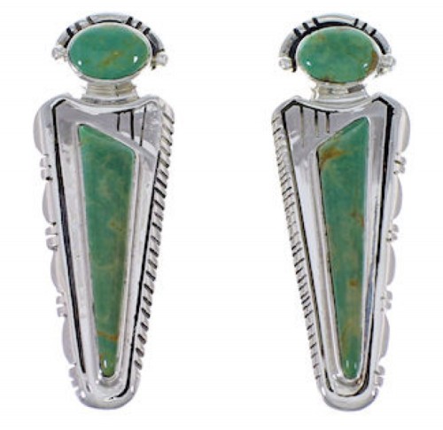Turquoise Southwestern Silver Post Earrings EX28753
