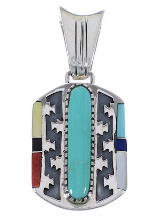 Southwest Multicolor And Sterling Silver Pendant EX28796