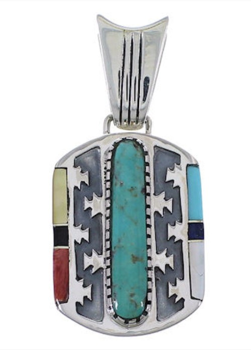 Southwestern Jewelry Multicolor Sterling Silver Pendant EX28799
