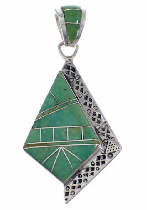 Turquoise Inlay Genuine Sterling Silver Pendant EX28801