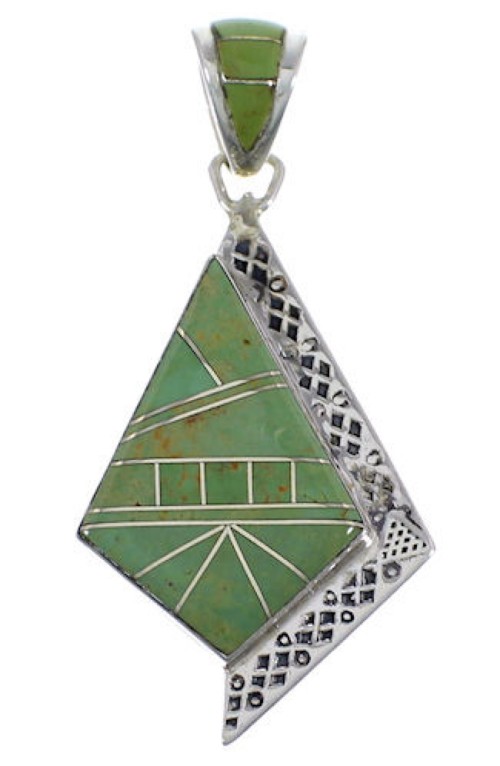 Turquoise Inlay Southwest Sterling Silver Pendant EX28804