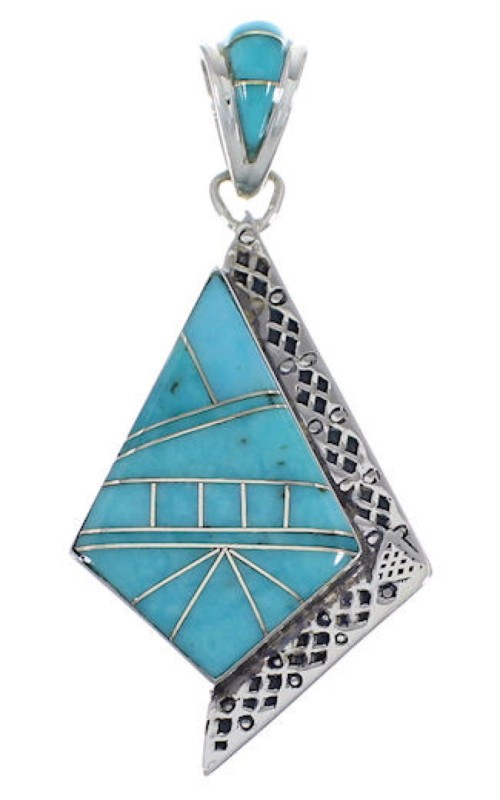 Turquoise Genuine Sterling Silver Southwest Pendant EX28818