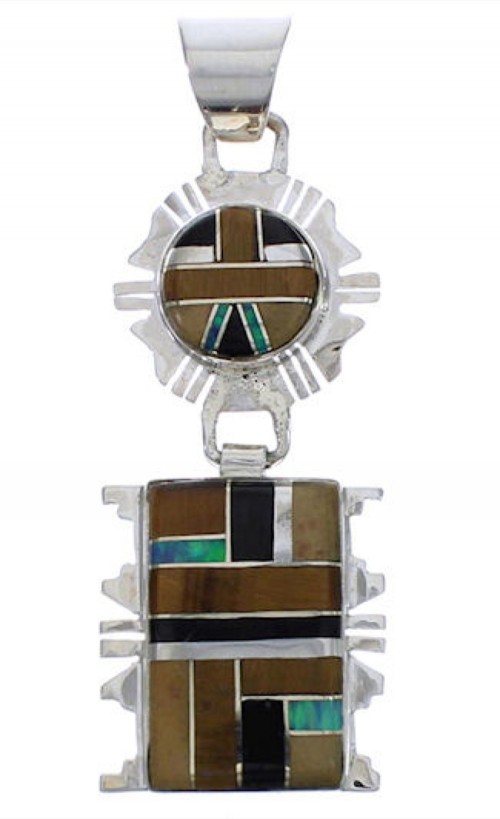 Multicolor Silver Southwestern Jewelry Pendant PX30636