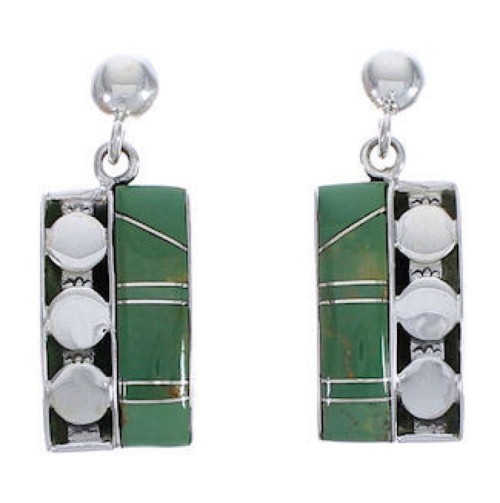 Sturdy Silver And Turquoise Jewelry Post Dangle Earrings PX30662