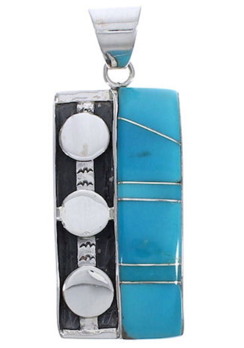 Turquoise Southwestern Jewelry Well Built Silver Pendant PX30663