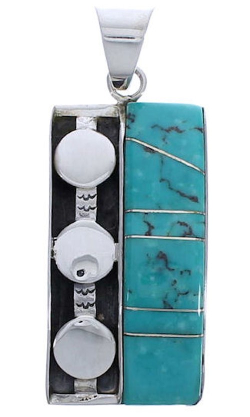 Genuine Sterling Silver Heavy Turquoise Pendant Jewelry PX30667