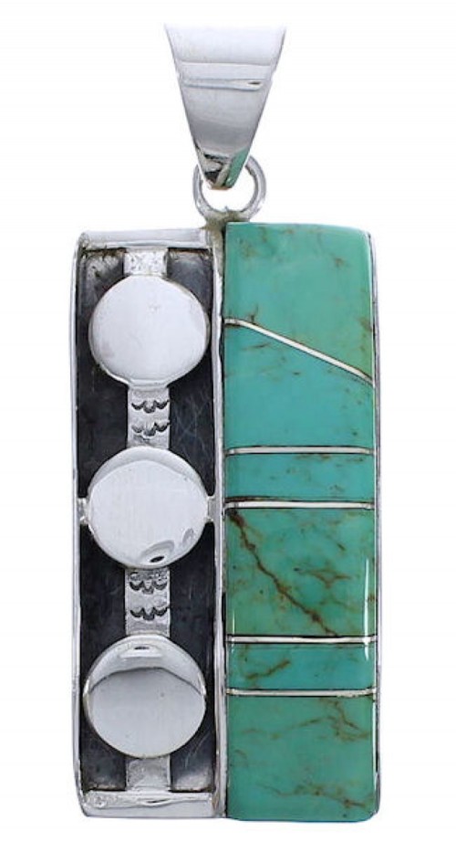 Silver Sturdy Jewelry Southwestern Turquoise Inlay Pendant PX30669