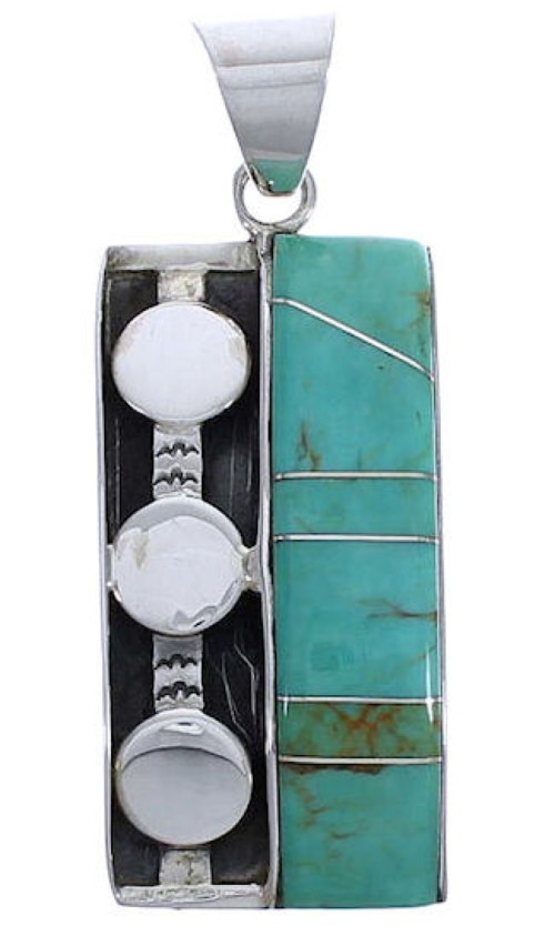 Substantial Turquoise Southwest Jewelry Silver Pendant PX30670