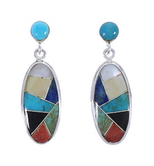 Southwestern Multicolor Silver Jewelry Post Dangle Earrings PX30680