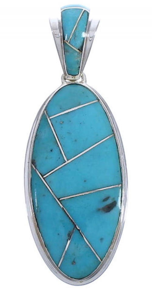 Turquoise Jewelry Genuine Sterling Silver Pendant PX30707