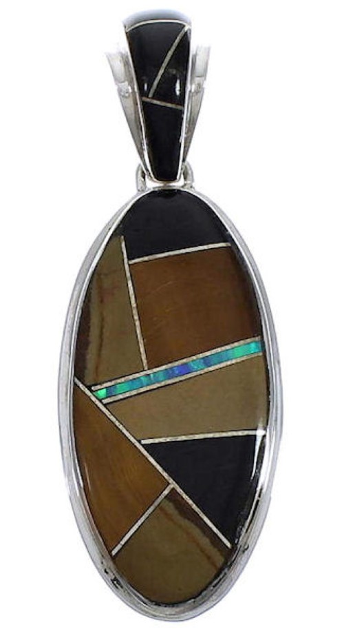 Silver Jewelry Multicolor Inlay Southwest Pendant PX30733