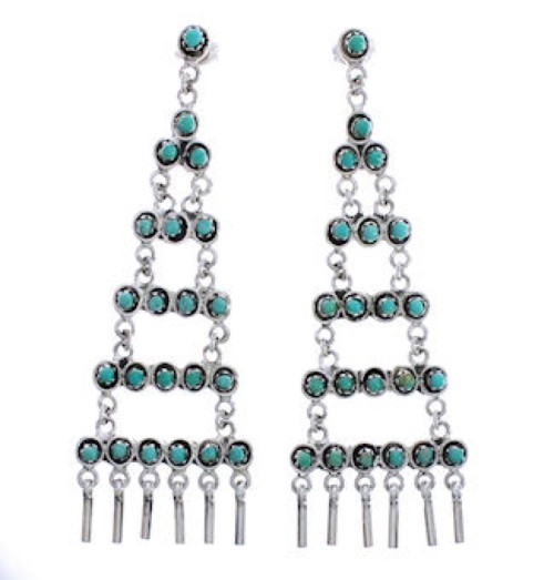 Silver And Turquoise Jewelry Post Dangle Earrings PX31197