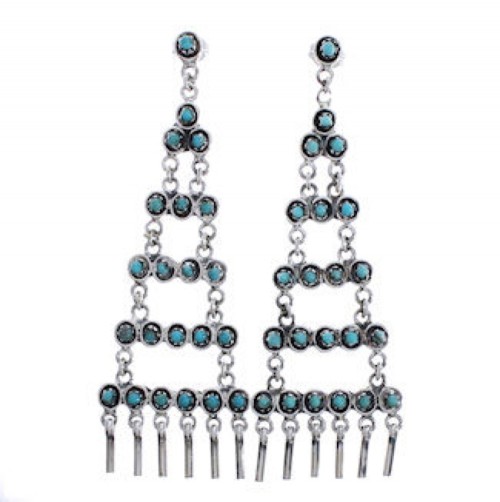 Southwestern Jewelry Turquoise Post Dangle Earrings PX31198