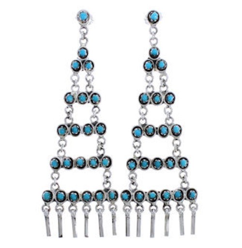 Sterling Silver And Turquoise Post Dangle Earrings PX31199