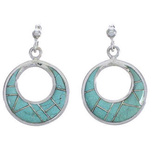 Southwestern Turquoise Inlay Jewelry Post Dangle Earrings PX31274