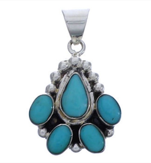 Southwest Turquoise And Sterling Silver Pendant EX29160