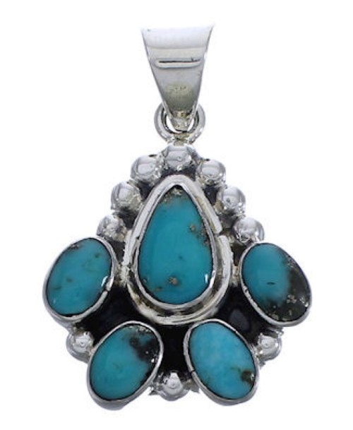 Genuine Sterling Silver Turquoise Pendant Jewelry EX29162