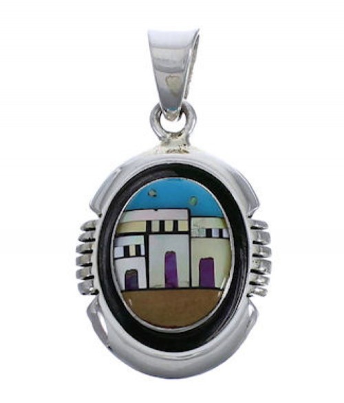 Multicolor Native American Village Design Southwest Pendant EX29168