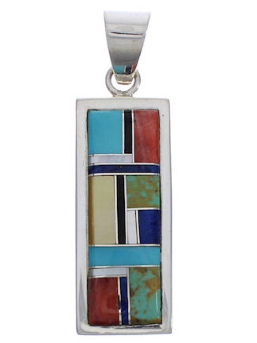 Multicolor Inlay And Sterling Silver Pendant Jewelry EX29177