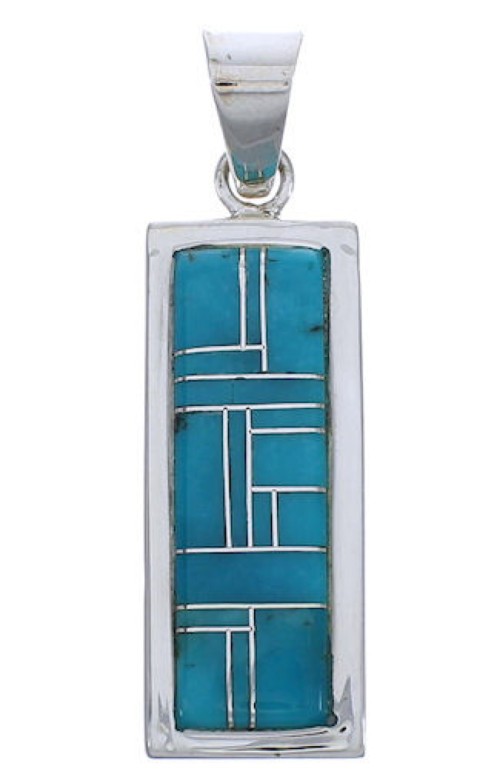 Turquoise Inlay Sterling Silver Pendant Jewelry EX29182