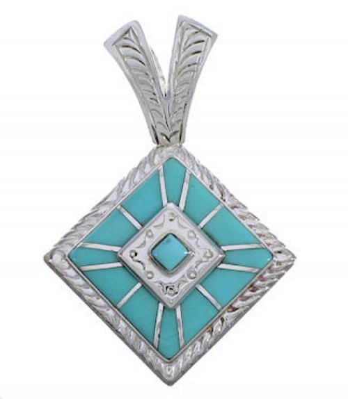 Turquoise Inlay Southwest Slide Pendant Jewelry EX29240