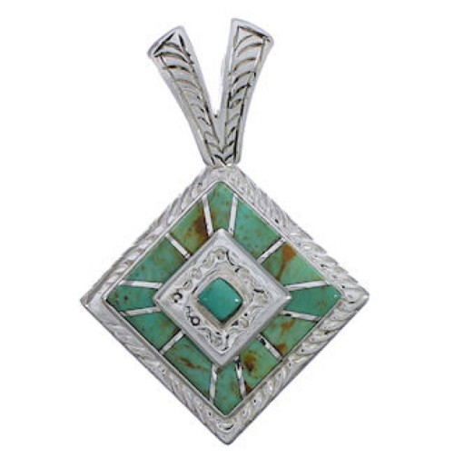 Genuine Sterling Silver And Turquoise Inlay Pendant EX29243