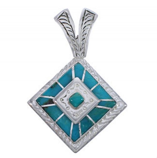 Southwest Jewelry Sterling Silver Turquoise Pendant EX29246