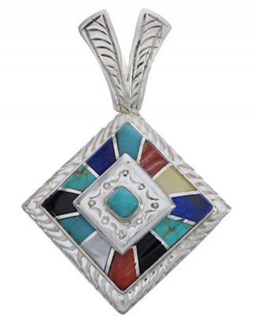 Multicolor Southwestern Sterling Silver Pendant EX29250