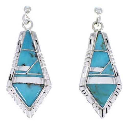Turquoise Inlay And Sterling Silver Earrings EX31681