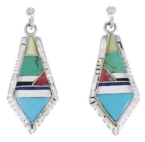 Sterling Silver And Multicolor Inlay Earrings EX31683