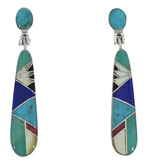 Multicolor Inlay And Sterling Silver Earrings EX31698