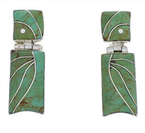 Turquoise Inlay And Sterling Silver Earrings EX31705