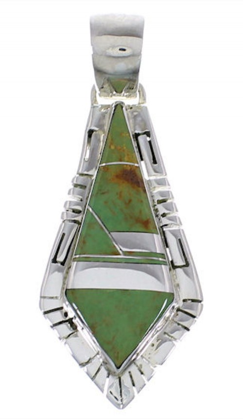 Southwest Sterling Silver Turquoise Inlay Pendant EX31747