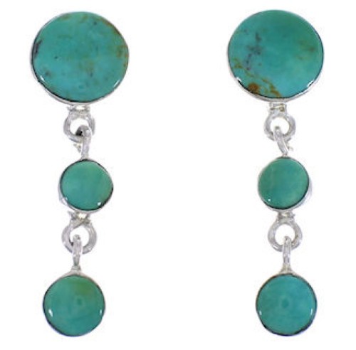 Genuine Sterling Silver Turquoise Jewelry Post Dangle Earrings PX30579