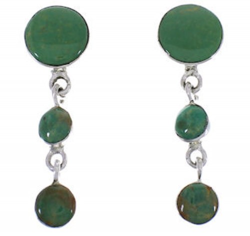 Turquoise Southwest Silver Post Dangle Earrings PX30580