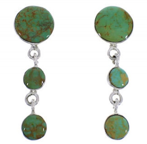 Silver Jewelry Southwestern Turquoise Post Dangle Earrings PX30581