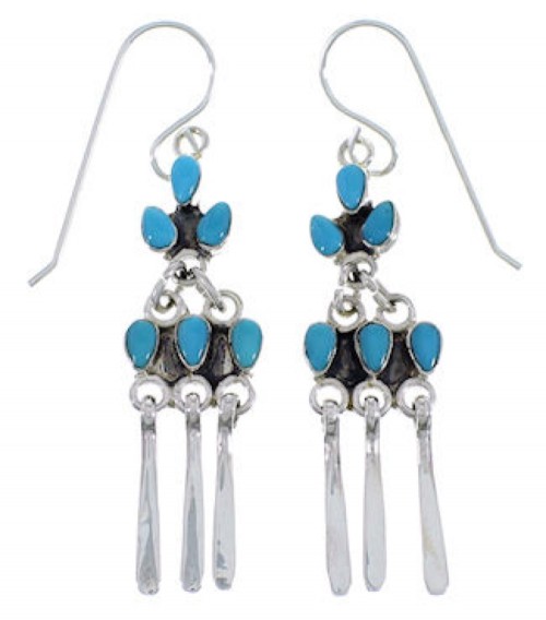 Turquoise Sterling Silver Southwest Jewelry Hook Earrings EX30082