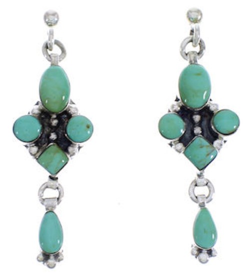 Sterling Silver Southwest Turquoise Post Dangle Earrings FX30838