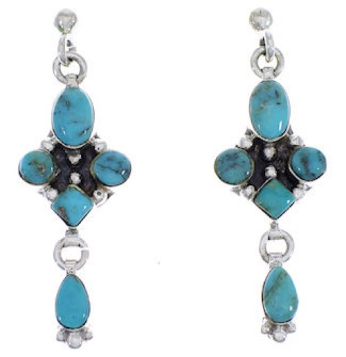 Silver Southwest Turquoise Post Dangle Earrings FX30839