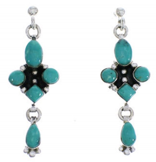 Southwest Turquoise Post Dangle Earrings FX30841