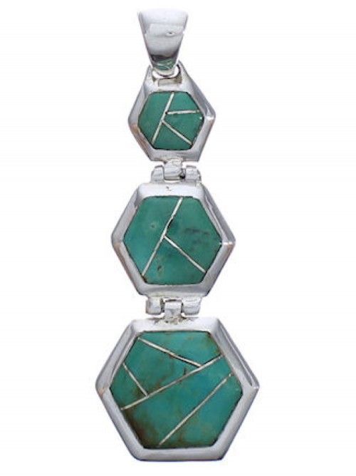 Turquoise Genuine Sterling Silver Well-Built Pendant Jewelry PX29339