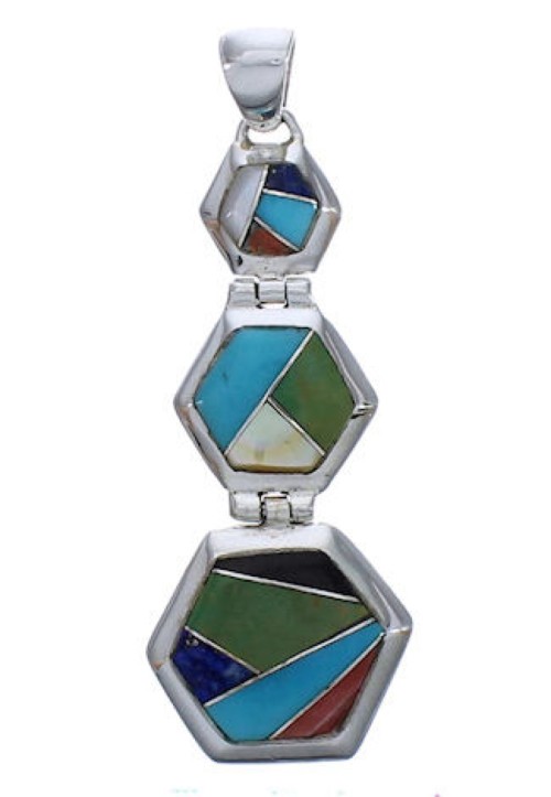 Southwest Silver Sturdy Multicolor Pendant PX29343