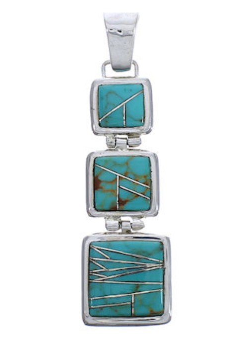 Substantial Turquoise Inlay Jewelry Pendant PX29345