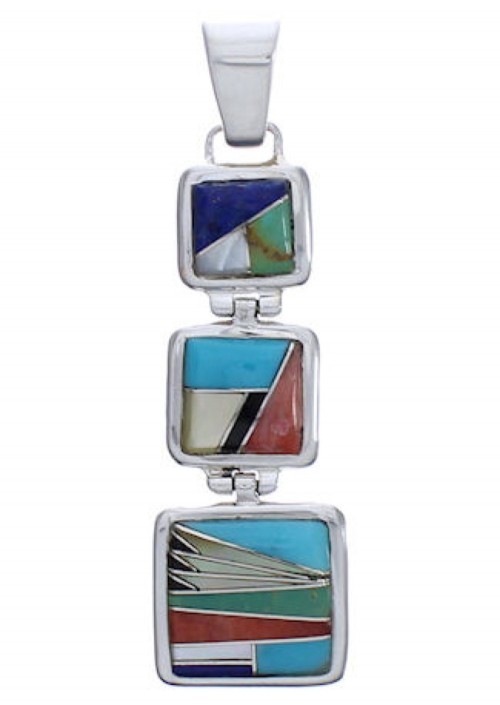 Southwest Sturdy Multicolor Sterling Silver Jewelry Pendant PX29349