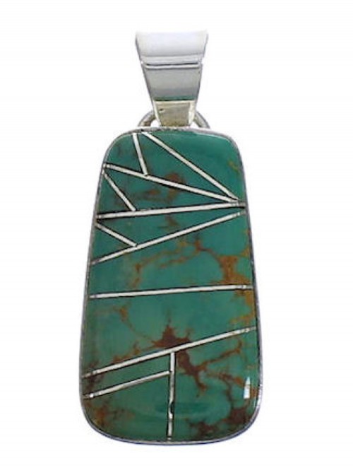 Turquoise Inlay Southwest Silver Sturdy Jewelry Pendant PX29365