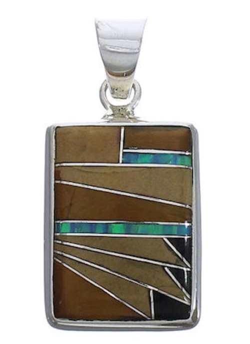 Southwestern Sturdy Sterling Silver Multicolor Pendant Jewelry PX29382