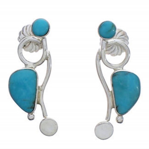 Southwest Sterling Silver And Turquoise Jewelry Post Earrings EX31296