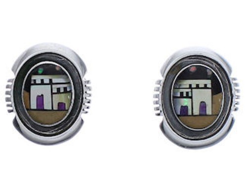 Native American Village Or Pueblo Design Multicolor Earrings EX31325